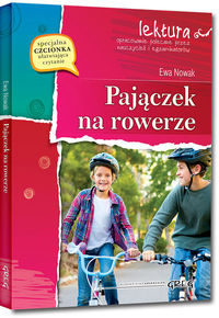 Zdjęcie okładki książki "Pajęczek na rowerze". Na pierwszym planie widoczni dwaj chłopcy na rowerach.