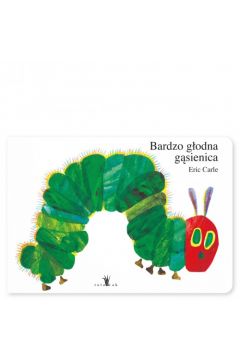 Zdjęcie okładki książki pt. "Bardzo głodna gąsiennica". Na białym tle widoczna duża zielona gąsiennica.