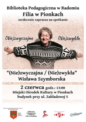 Plakat zapraszający na spotkanie poświęcone Wisławie Szymborskiej
