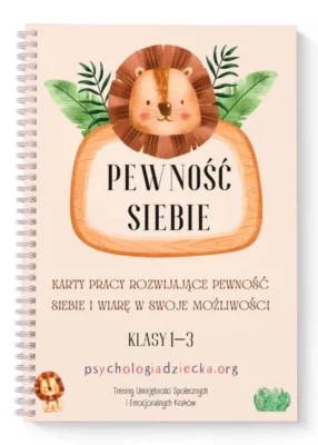 Zdjęcie okładki książki Pewność siebie. w górnej części widoczna głowa lwa, poniżej znajduje się tytuł książki.