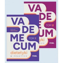 Zdjęcie okładki książki Vademecum dietetyki. Słowo Vademecum pisane sylabami na całej okładce.